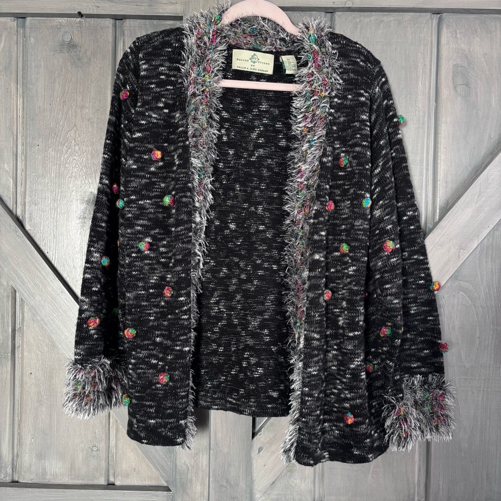 Design Options by Philip and‎ Jane Gordon Artsy Colorful Dark Cardigan Silk Wool